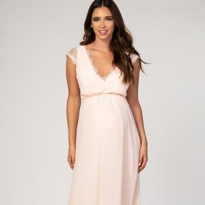 NWT Pinkblush Light Pink Lace Maxi Dress Size Medium